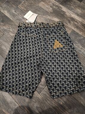 Lanvin Men’s Patterned Black & Gray Shorts